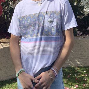 Quicksilver White and Colorful Pattern Shirt